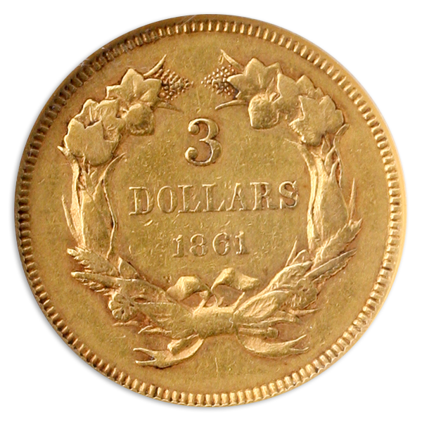 1861 $3 Indian Princess NGC XF45 CAC
