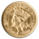 $3 GOLD 1878 NGC