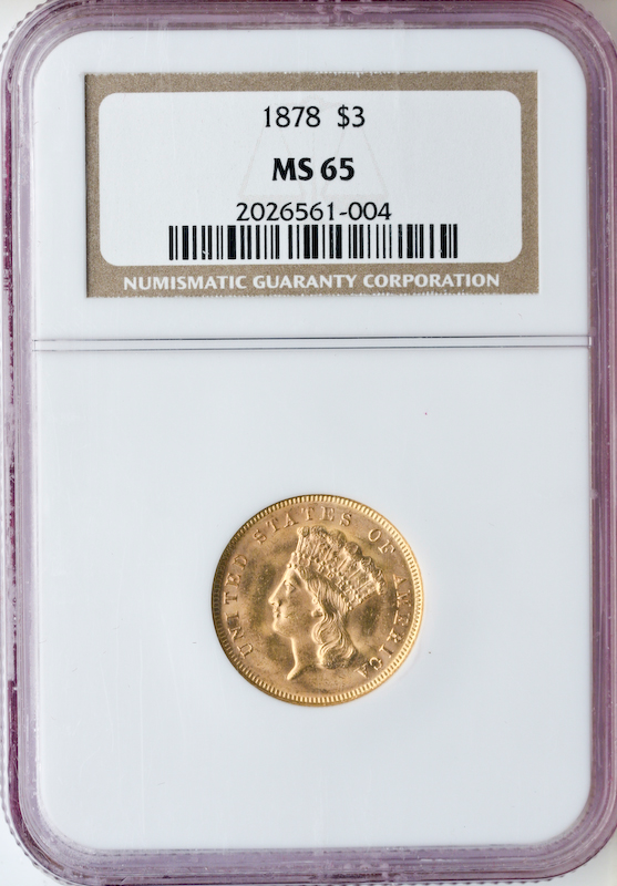 $3 GOLD 1878 NGC