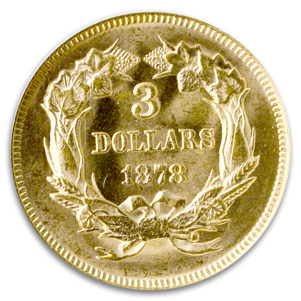 $3 GOLD 1878 NGC