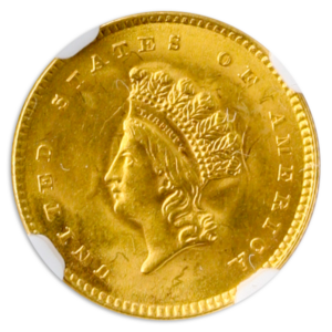 1854 Ty 2 Gold $1 NGC MS64 CAC
