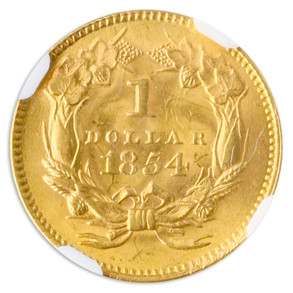 1854 Ty 2 Gold $1 NGC MS64 CAC