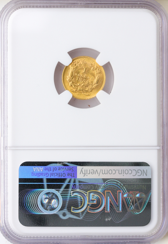 1854 Ty 2 Gold $1 NGC MS64 CAC