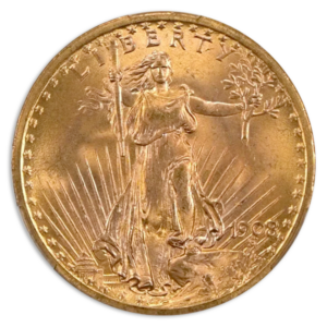 1908 $20 Saint Gaudens No Motto CACG  MS66 +