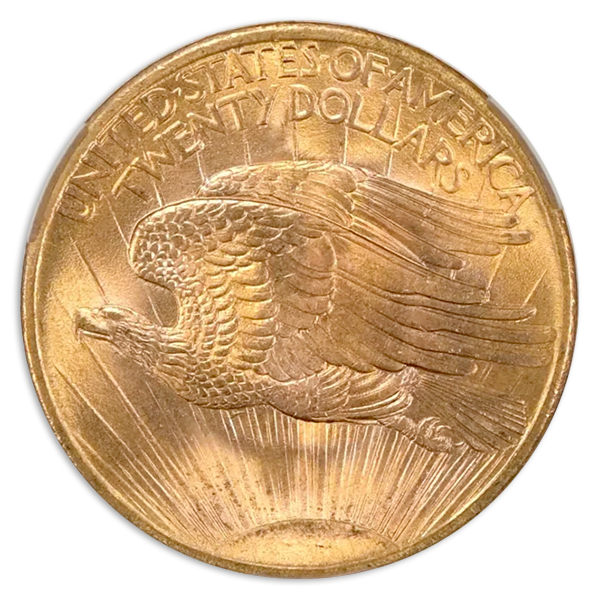 1908 $20 Saint Gaudens No Motto CACG  MS66 +