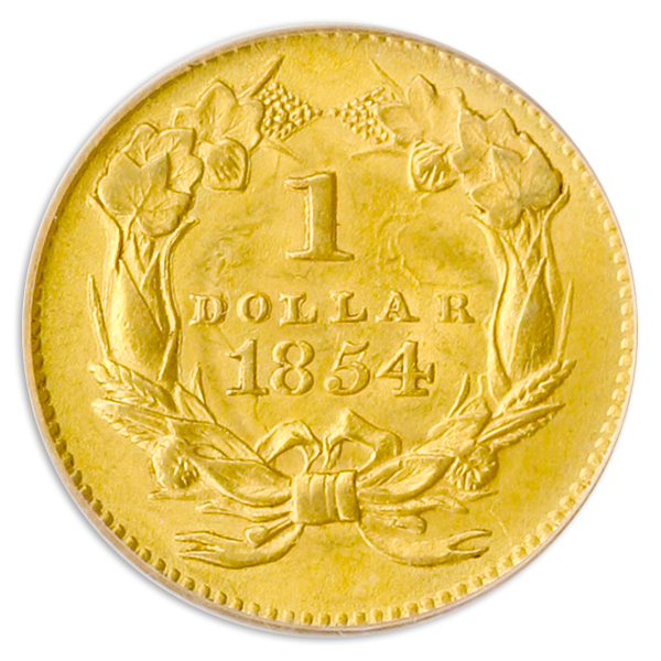 1854 Type II Gold $1 PCGS MS63