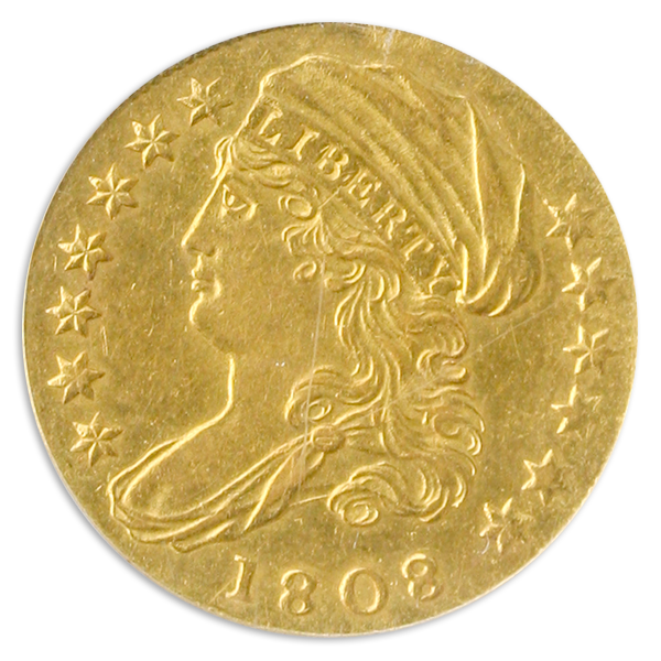 1808 $2 1/2 Capped Bust Quarter Eagle PCGS MS61 1808 $2 1/2 Capped Bust Quarter Eagle PCGS MS61