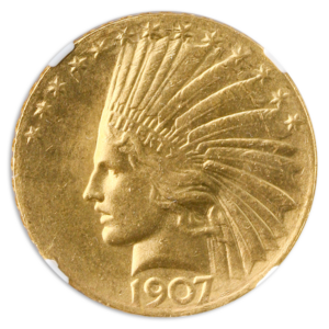 1907 $10 Indian Wire Rim NGC MS63 CAC