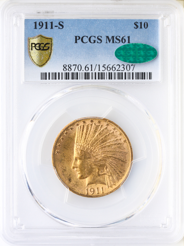 1911-S $10 Indain PCGS MS61 CAC