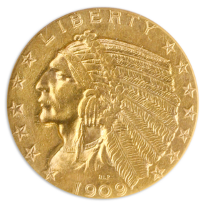 1909-O $5 Indian NGC AU55
