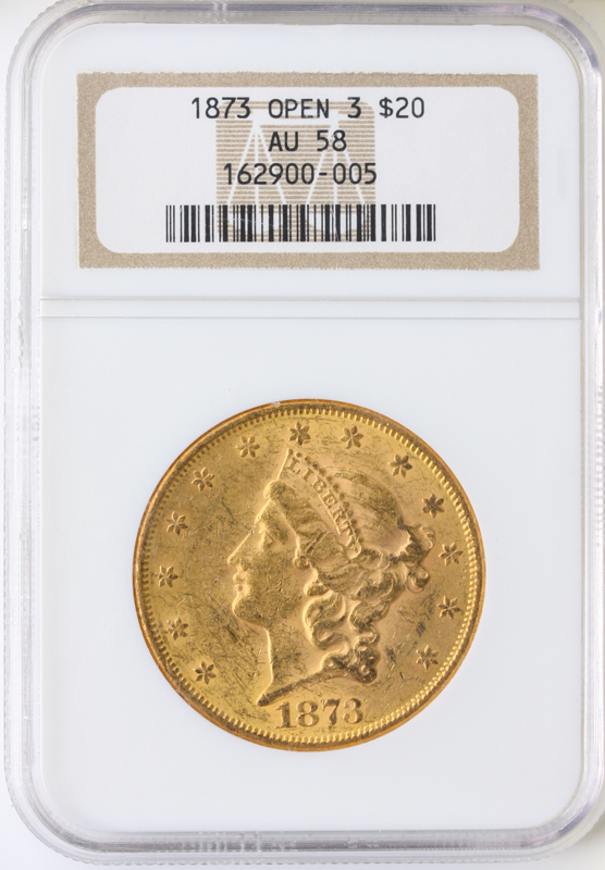 1873 $20 Liberty Open 3 NGC AU58 1873 $20 Liberty Open 3 NGC AU58