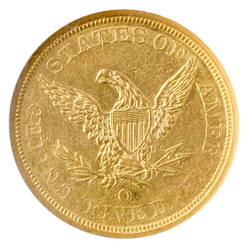 1843-O $5 Liberty Large Date  NGC AU53