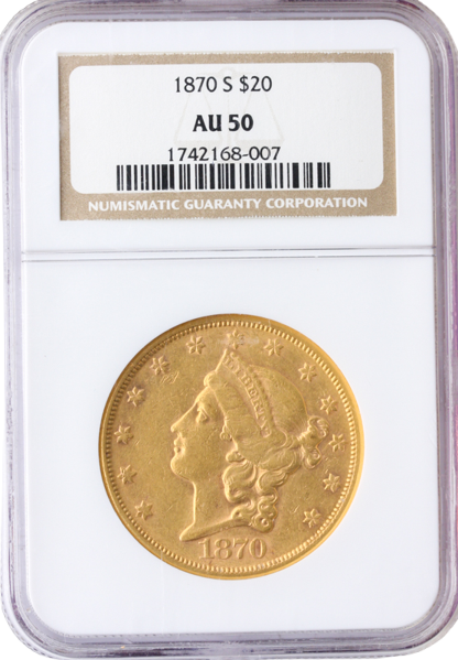1870-S $20 Liberty NGC Au50 1870-S $20 Liberty NGC Au50