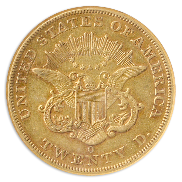 1852-O $20 Liberty NGC AU55 CAC