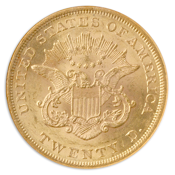 1860 $20 Liberty NGC AU58 CAC