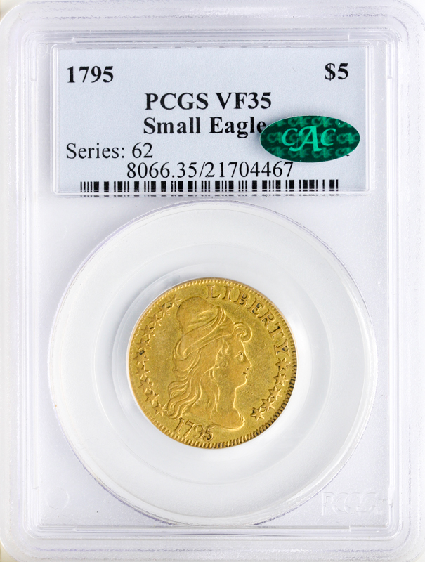 1795 $5 Draped Bust Small Eagle PCGS VF35 CAC