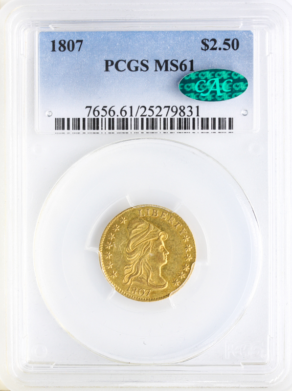 1807 $2 1/2 Draped Bust PCGS MS61 CAC 1807 $2 1/2 Draped Bust PCGS MS61 CAC