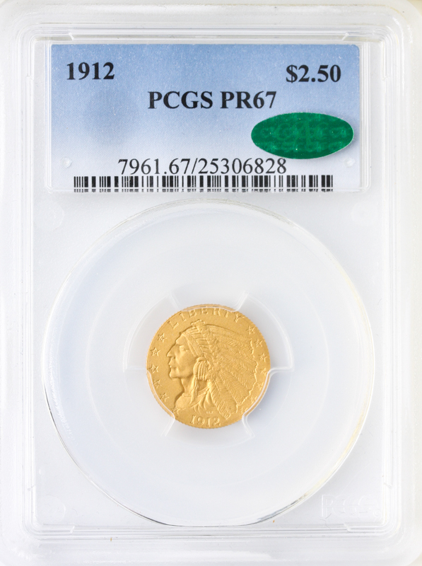 1912 $2 1/2 Indian PCGS PR67 CAC