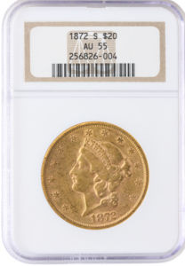 1872-S $20 Liberty Gold Double Eagle NGC AU55