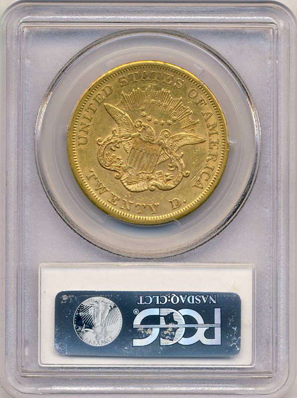 1855-S $20 Liberty Gold Double Eagle PCGS AU53 CAC 1855-S $20 Liberty Gold Double Eagle PCGS AU53 CAC