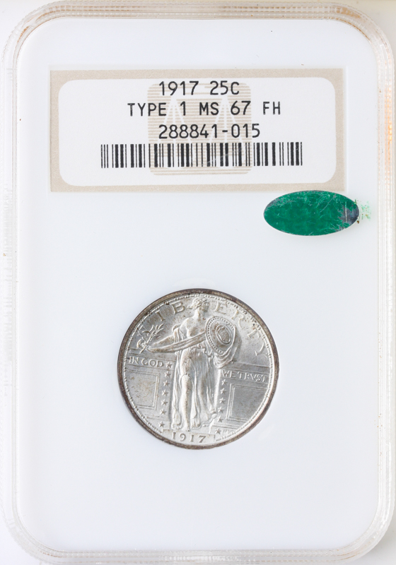 1917 Standing Liberty Quarter Full Head NGC MS67 CAC 1917 Standing Liberty Quarter Full Head NGC MS67 CAC