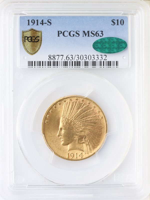 1914-S $10 Indian Gold Eagle PCGS MS63 CAC