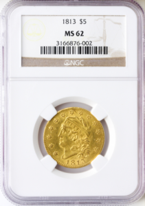 1813 $5 Capped Gold Bust NGC MS62