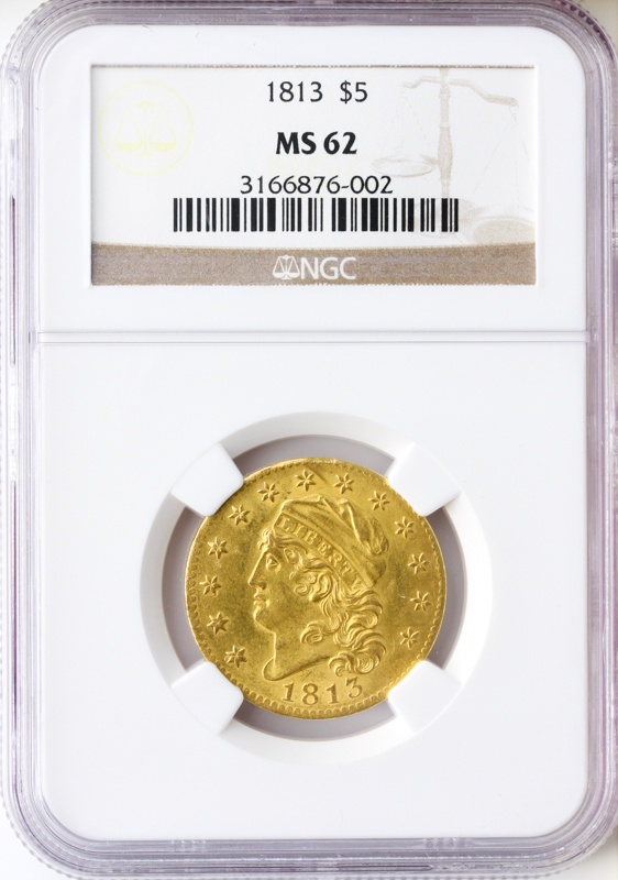 1813 $5 Capped Gold Bust NGC MS62