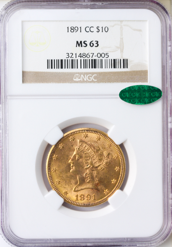 1891-CC $10 Liberty NGC MS63 CAC