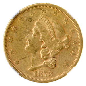 1873-S $20 Liberty Closed 3 NGC Au53