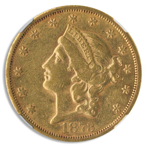 1873-S $20 Liberty Closed 3 NGC AU50 1873-S $20 Liberty Closed 3 NGC AU50