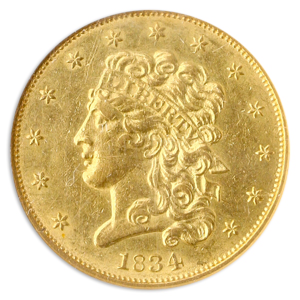 1834 $5 Classic Crosslet 4 NGC AU58 1834 $5 Classic Crosslet 4 NGC AU58
