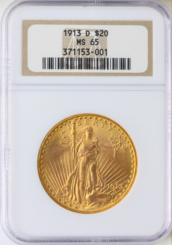 1913-D $20 Saint Gaudens NGC MS65 1913-D $20 Saint Gaudens NGC MS65