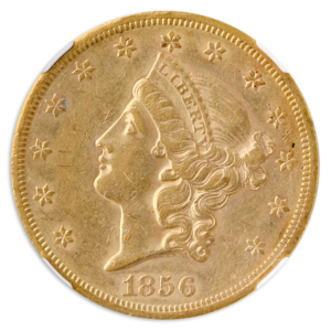 1856-S $20 Liberty NGC AU55 CAC