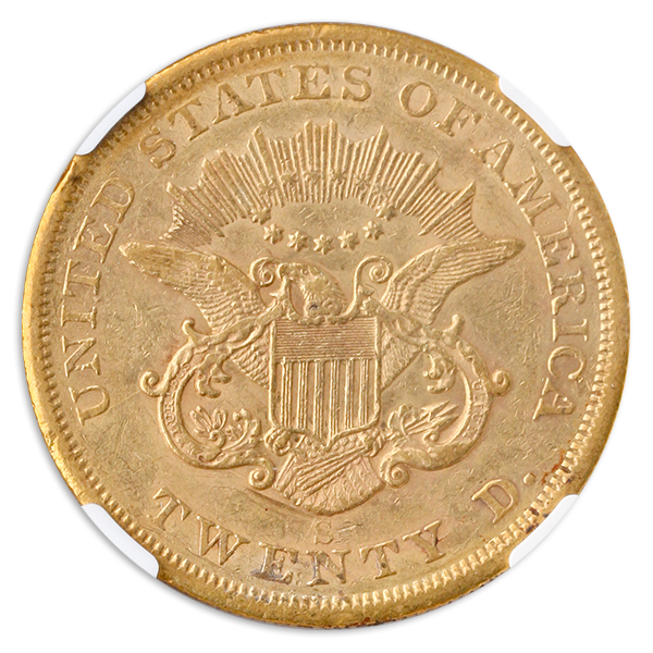 1856-S $20 Liberty NGC AU55 CAC