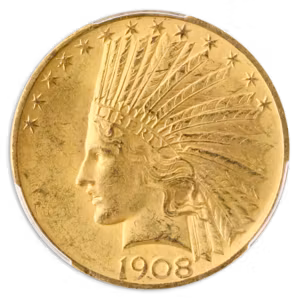 1908 $10 Indian With Motto PCGS MS64 CAC +