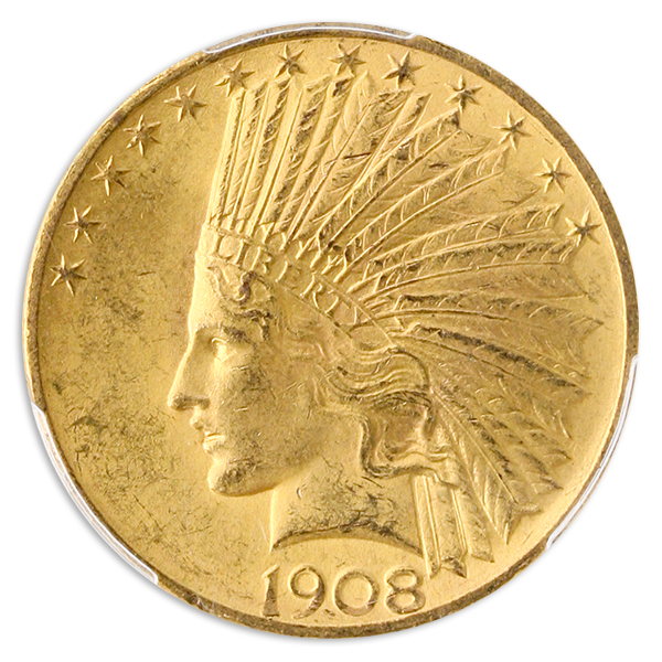 1908 $10 Indian With Motto PCGS MS64 CAC + 1908 $10 Indian With Motto PCGS MS64 CAC +