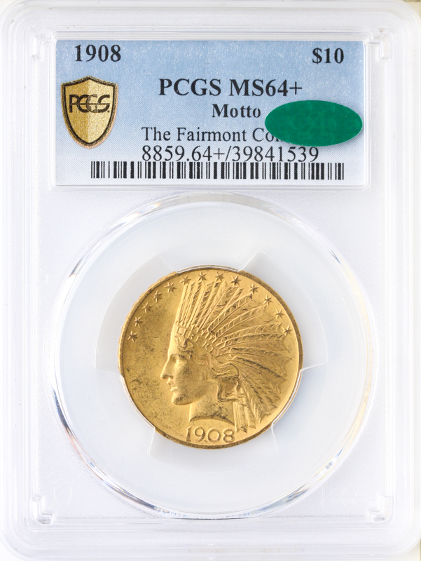 1908 $10 Indian With Motto PCGS MS64 CAC + 1908 $10 Indian With Motto PCGS MS64 CAC +