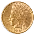 1908-D $10 Indian No Motto PCGS MS62 CAC +