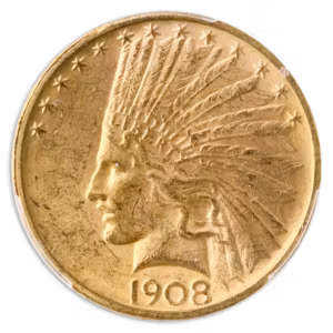 1908-D $10 Indian No Motto PCGS MS62 CAC +