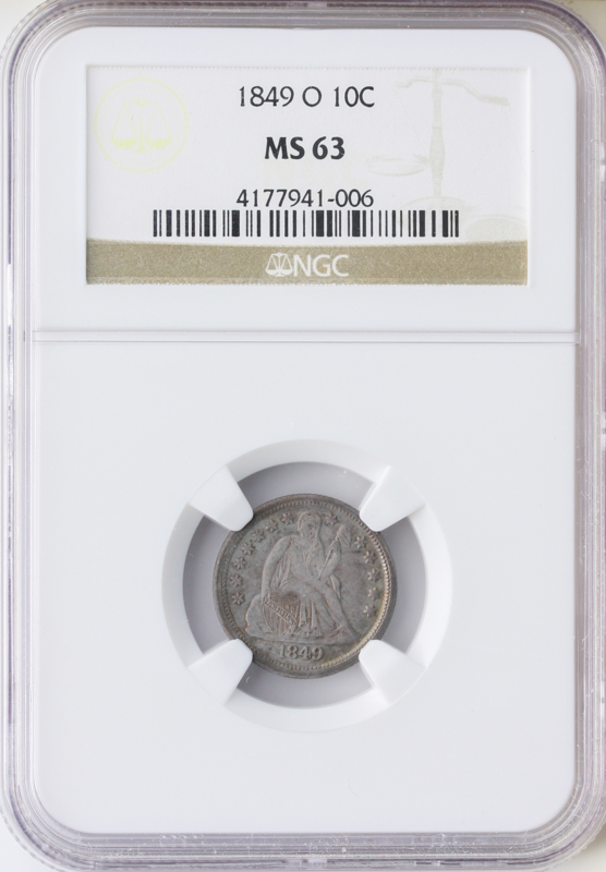 1849-O Seated Liberty Dime NGC MS63 1849-O Seated Liberty Dime NGC MS63