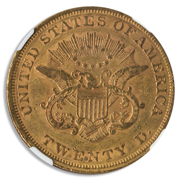 1852 $20 Liberty NGC AU55 CAC