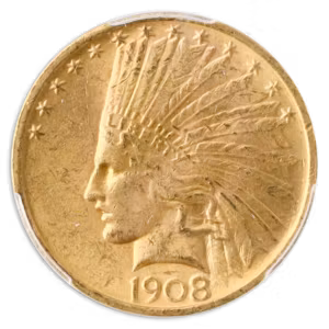 1908 $10 Indian No Motto PCGS MS63 CAC +