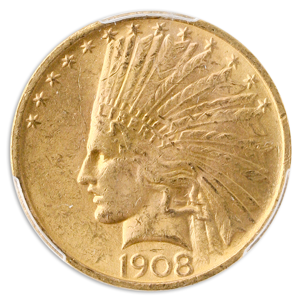 1908 $10 Indian No Motto PCGS MS63 CAC + 1908 $10 Indian No Motto PCGS MS63 CAC +