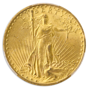 1909/8 $20 Saint Gaudens PCGS MS63 CAC