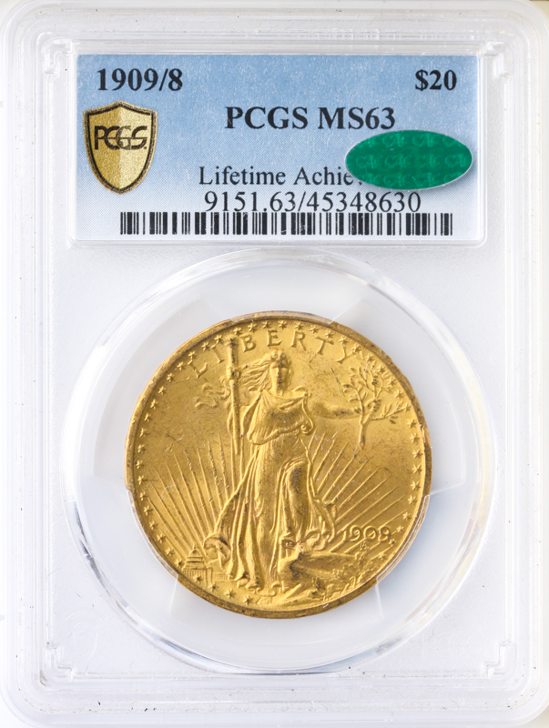 1909/8 $20 Saint Gaudens PCGS MS63 CAC 1909/8 $20 Saint Gaudens PCGS MS63 CAC