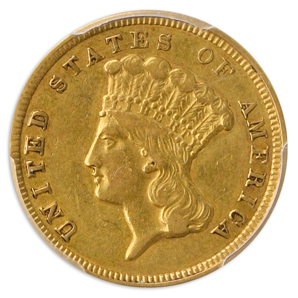 1854-O $3 Indian Princess PCGS XF45 CAC 1854-O $3 Indian Princess PCGS XF45 CAC