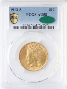 1913-S $10 Indian Head Gold Eagle PCGS AU58 CAC