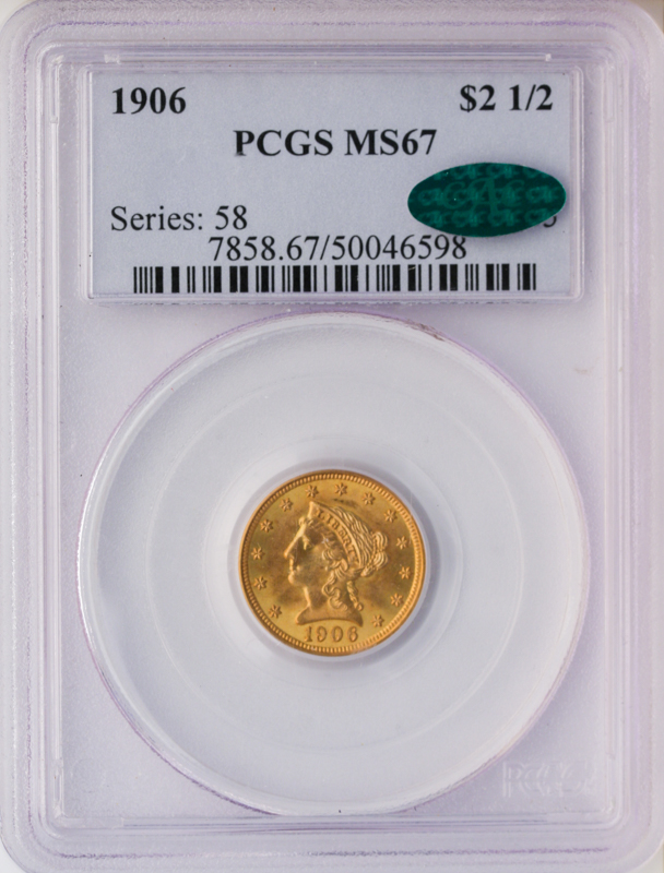 1906 $2.50 Liberty PCGS MS67 CAC