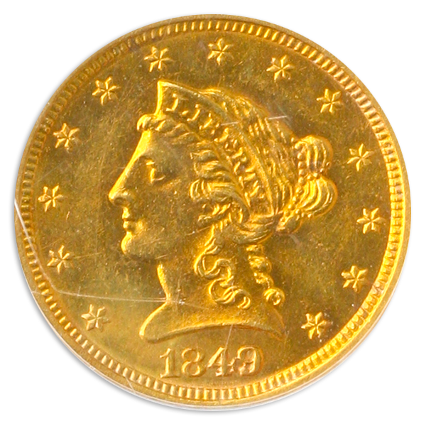 1849 $2 1/2 Liberty PCGS MS62 1849 $2 1/2 Liberty PCGS MS62